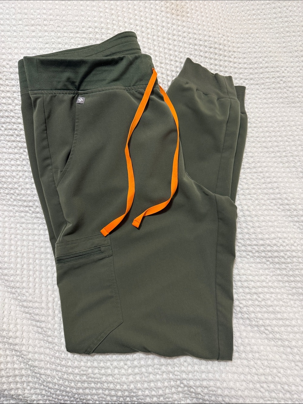 Figs moss Green Jogger Pants with Orange Drawstring